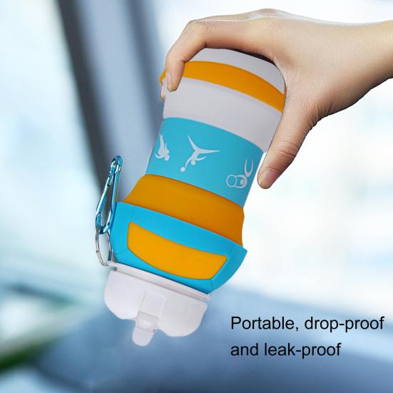 Yousheng 550ml Water Bottle Folding Large Capacity Wide Caliber Tennis Ball Shape Kids Silicone Sport Bottle for Camping