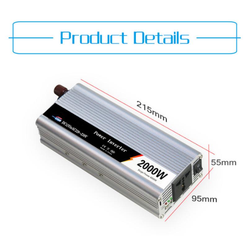 2000W Power Converter Household Multifunctional Power Adapter Portable Car Mounted Inverter