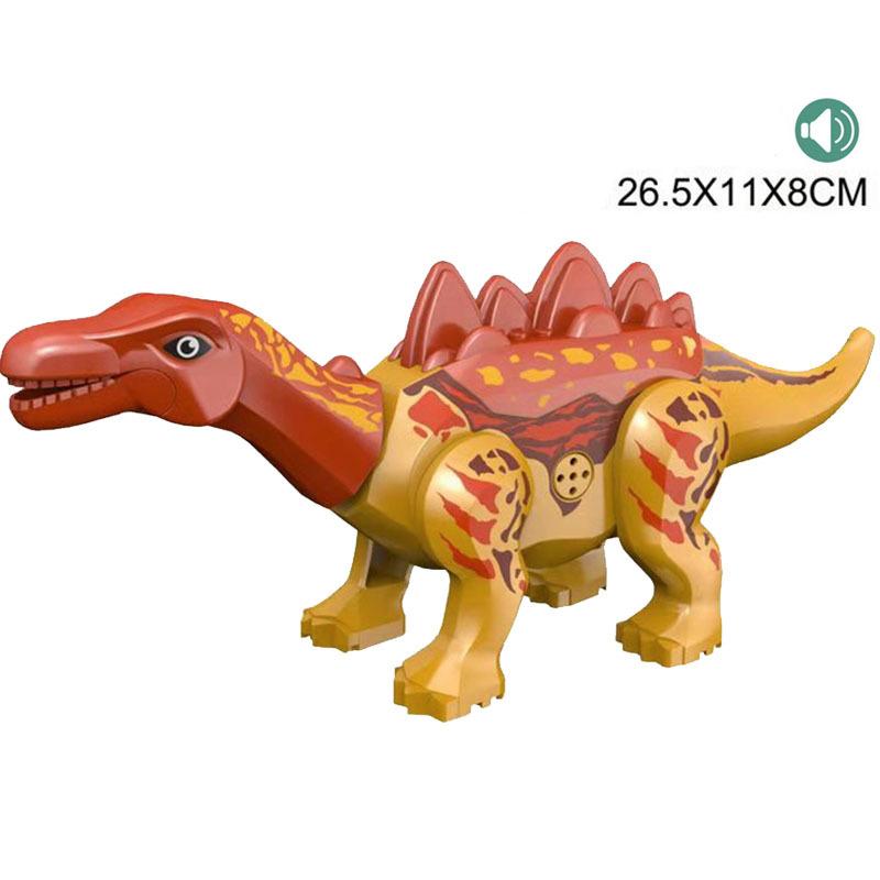 With Sound Assembled Building Blocks Dinosaur World T-Rex Velociraptor Triceratops Jurassic Animal Model Bricks Figure Toys Gift