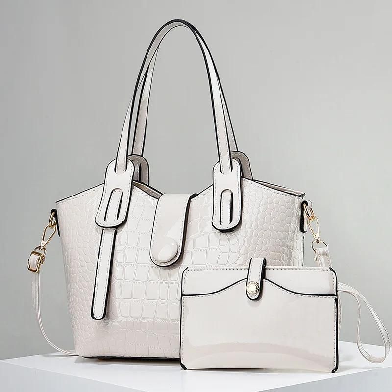 

Лакированная кожа Глянцевая Женская Сумка 2024 Новая Женская Сумка 2 в 1 Комбинированная Сумка Большая Вместимость Сумка на одно плечо Сумка через плечо 26x12x21cm