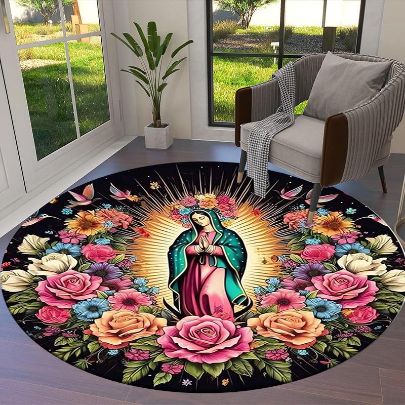 1pc Office Carpet Chair Mats Floral Virgin Guadalupe Artwork Perfect for Decorating Office Chairs, Living Rooms, Or Bedrooms.YDT120