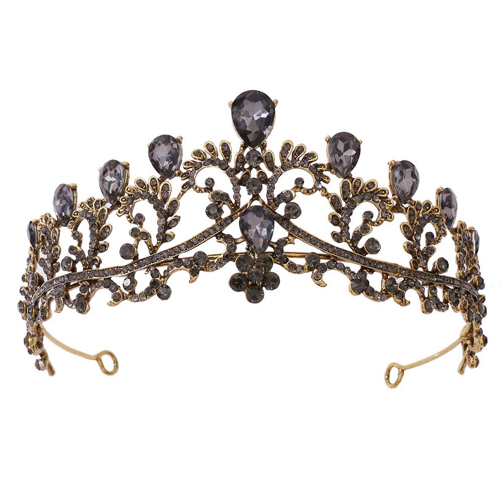 Vintage Hochzeit Krone Braut Kopfschmuck Barock Schwarz Kristall Tiaras Kronen Braut Party Hochzeit Haar Zubehör