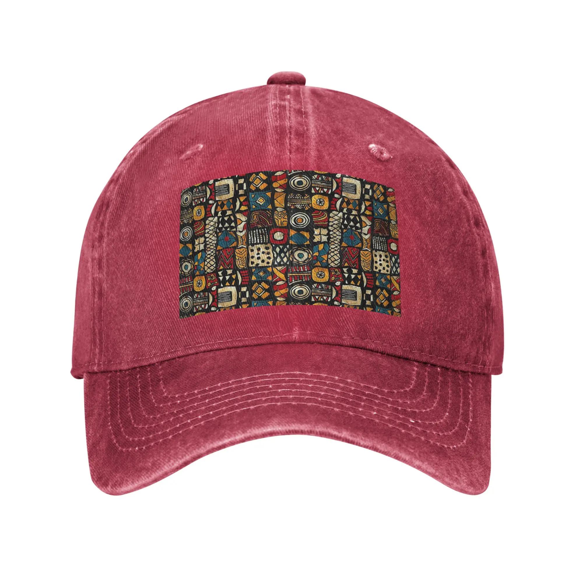 Kizomba Samakaka Ankara African Pattern Wax Washed Denim Cap Casual Baseball Caps Adjustable Hat Summer Unisex Baseball Hats One Size