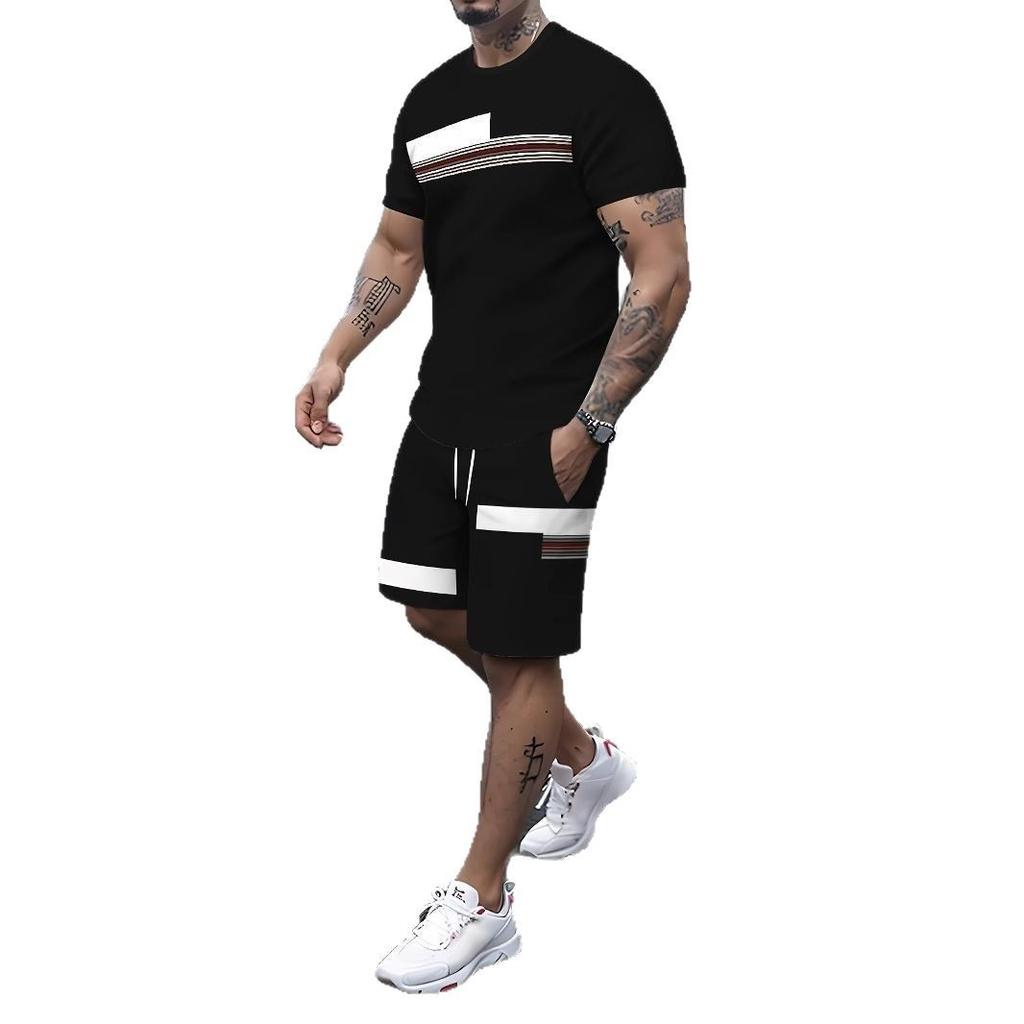 T-shirt da Uomo Manica Corta Pantaloncini Set Due Pezzi Stile Resort Moda Estate Stampa 3D