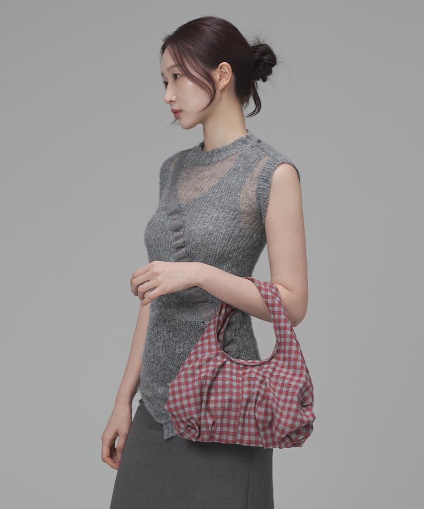 Kimimi Dumpling Tote Bag Vintage Red Check