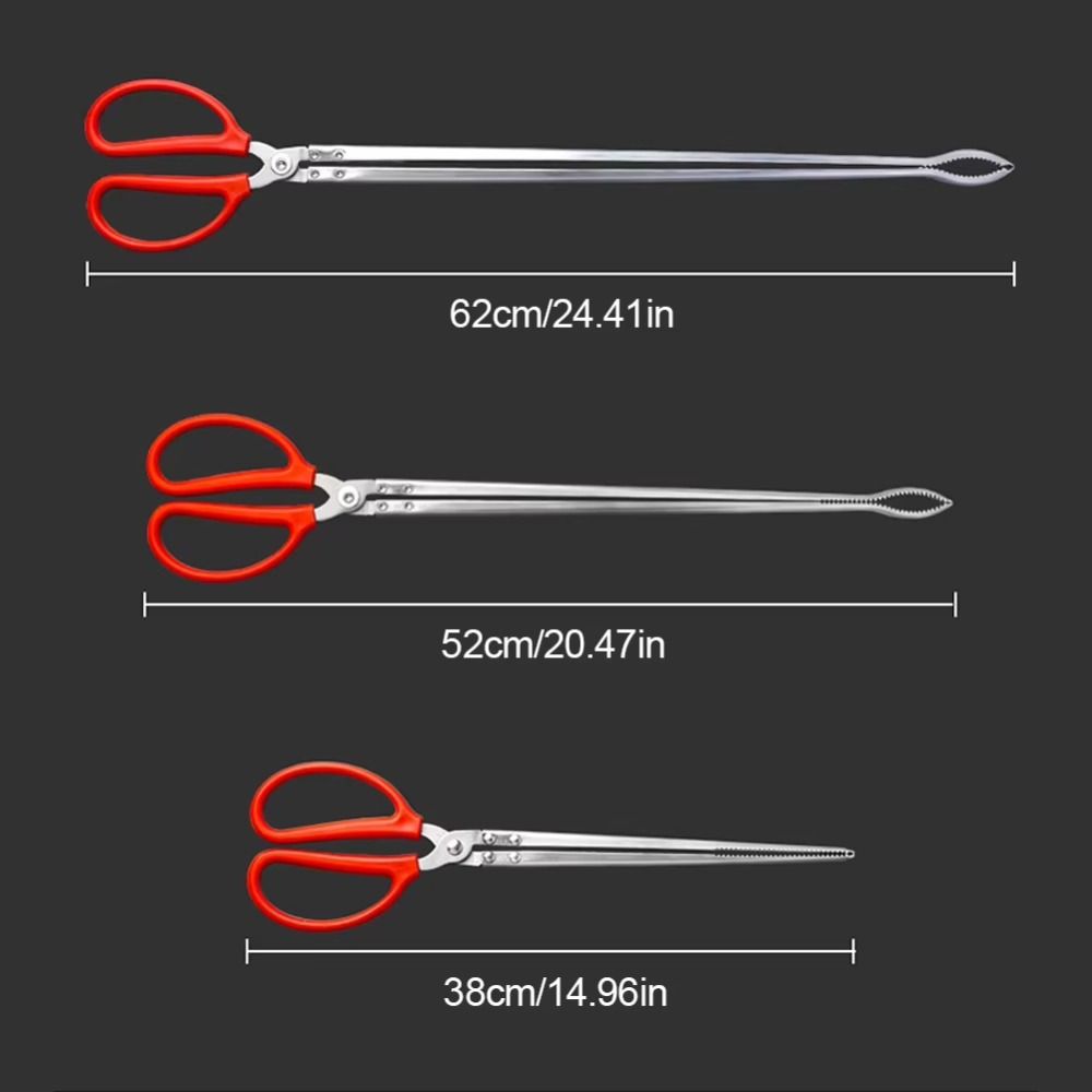 Red Handle Multi-function Stainless Steel Tongs  Outdoor Sea Crab Fishing