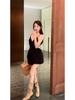 Elegant Petite Backless Halter V-Neck Little Black Dress - Hepburn Style