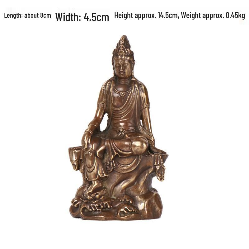 Bronze Antique Zizai Guanyin Buddha Statue Handicraft Ornament