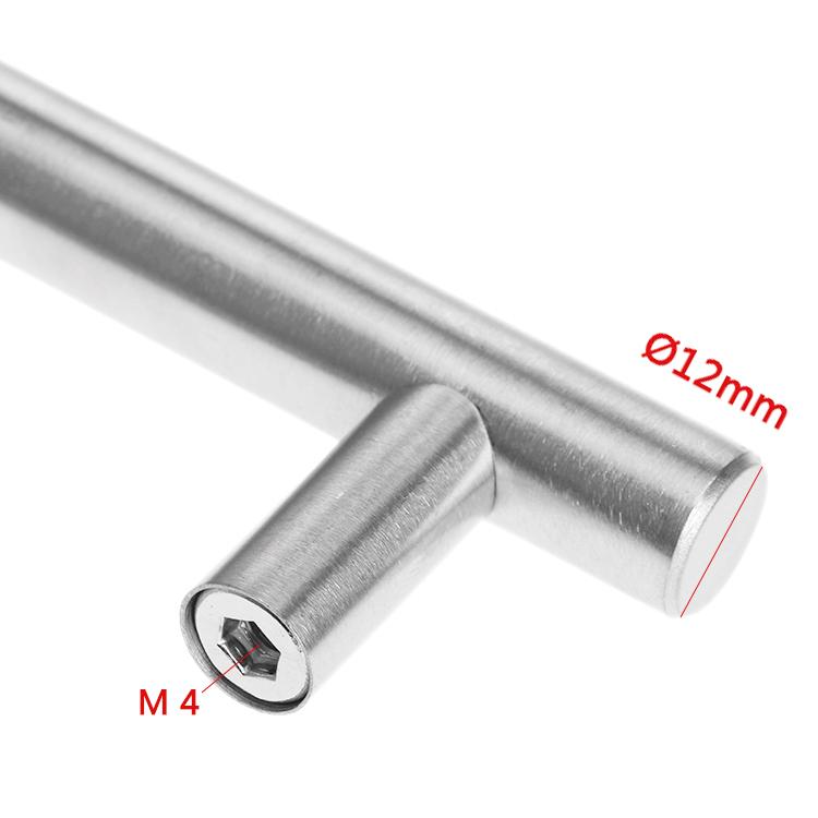 1Pc 64/96/128mm Furniture Handle with Screw Stainless Steel Kitchen Cupboard Cabinet Knob T-Bar Drawer Drawer Door Pull Handles