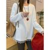 Long-sleeved Bottoming Shirt for Women Spring New Style Lace Splicing Loose Round Neck with Chic T-shirt Top