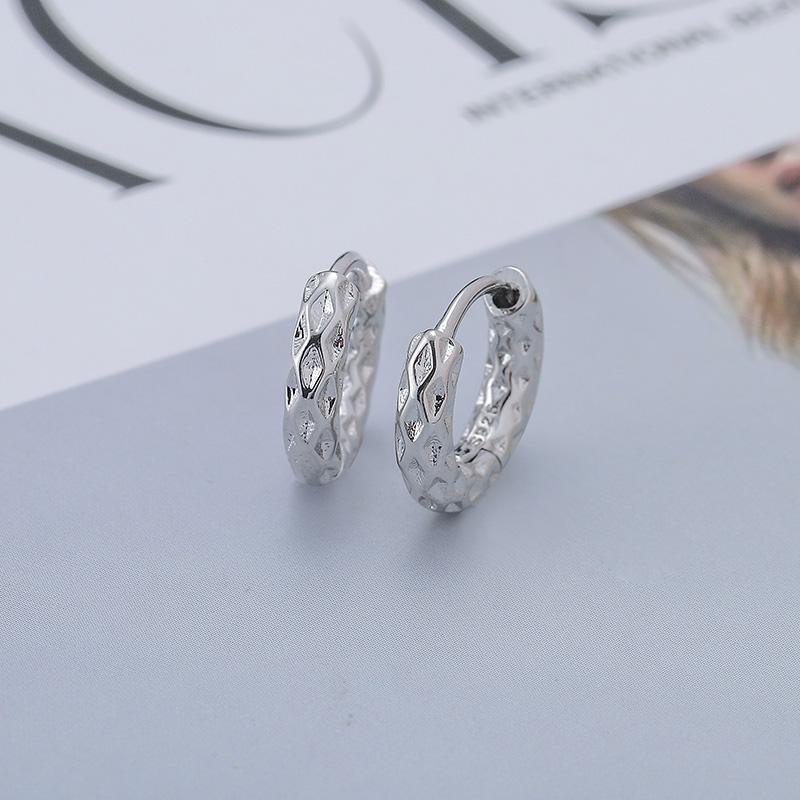 ANENJERY Vând cercei cu cerc mici cu textura argintie INS bijuterii simple de moda pentru femei