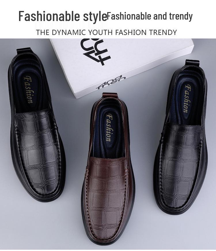 Men's Large Size Formal Leather Slip-On Shoes - Casual Low-Top for Spring/Summer