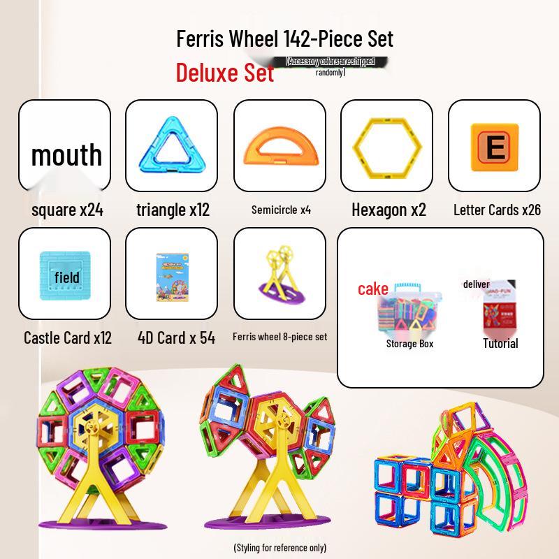 Large Magnetic Building Tiles Set for Kids - Educational Suction Magnet Blocks