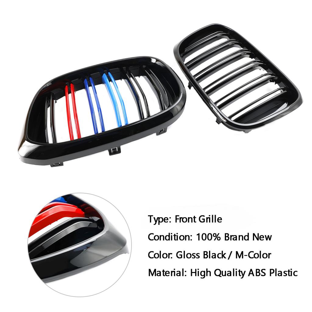 2PCS M-Color Kidney Grill Grille 51138469959 Fit BMW G01 X3 G02 X4 Gloss Black