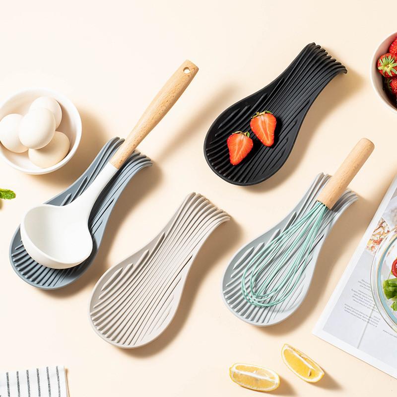 Appoggio per Cucchiaio da Cucina in Silicone con Superficie Antiscivolo per la Cottura Casalinga e Protezione dal Calore