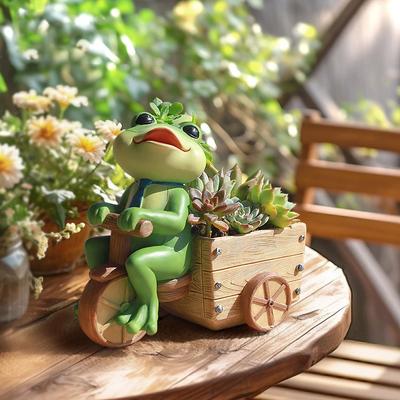 Whimsical Frog Design Planter for Succulents Pot, Decorative Frogs Statues Garden Pots Home Patio Desktop Decoration