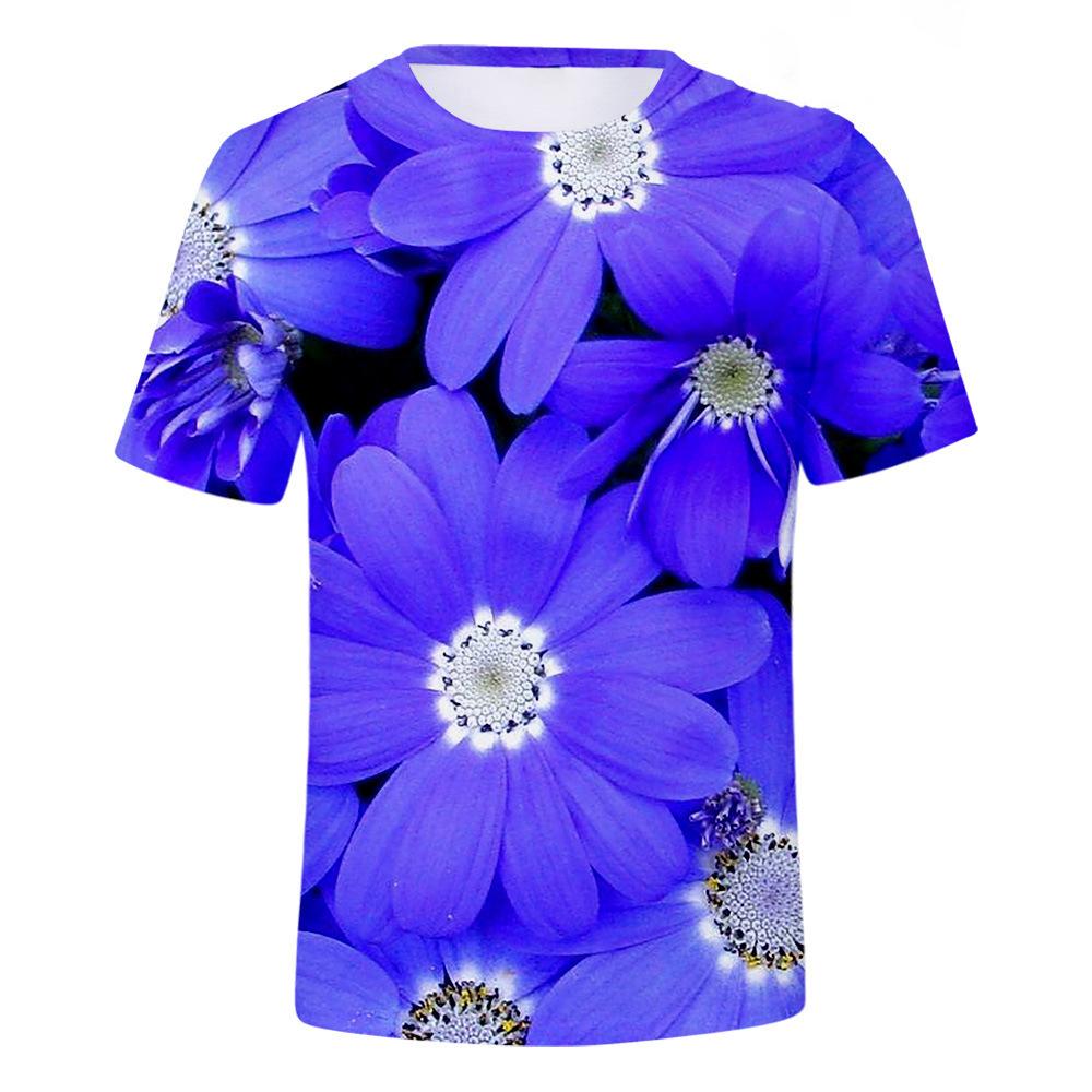 Rose Flower T-Shirts Floral 3D Print Men Women Hip Hop O-Neck Short Sleeve T Shirt Oversized Harajuku Y2k Tops Tees Kid Clothing