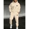 Fashionable Casual Men's Set, Printed Drawstring Pocket Hoodie and Drawstring Outdoor Casual Sports Pants Set, Cool Set