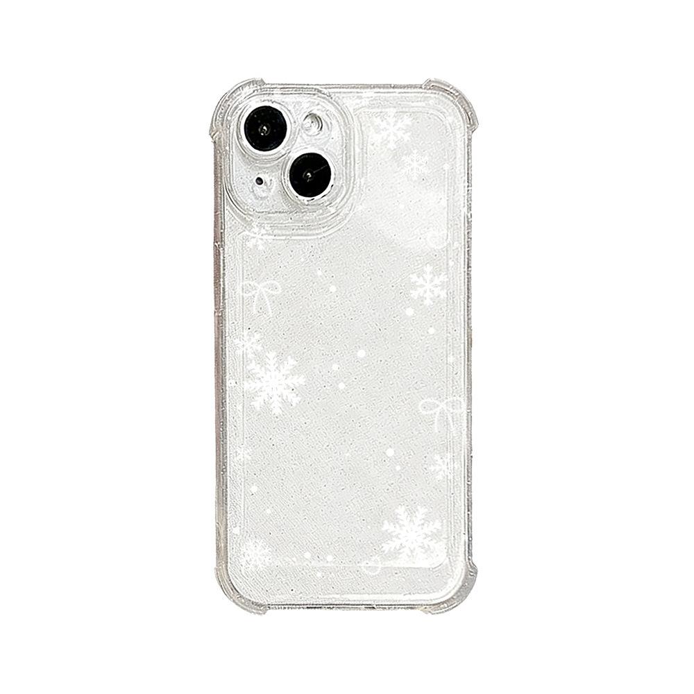 Bow Snowflake for iPhone17ProMax Glitter Mobile Phone Case 15 Apple 13 All-inclusive 14 Niche Fine Holes