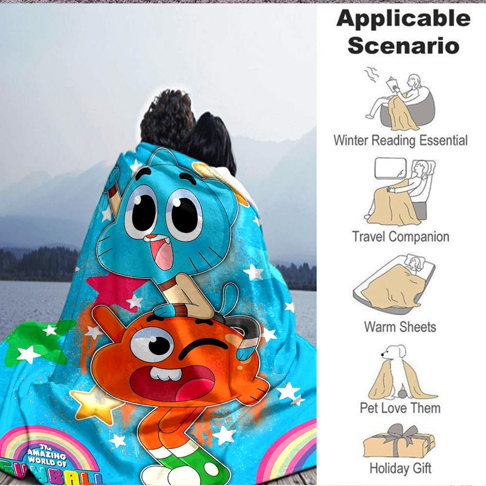 1pc Gumball World Cozy Print Blanket Lightweight Warm Flannel Throw Blanket For Sofa, Bed, Living Room