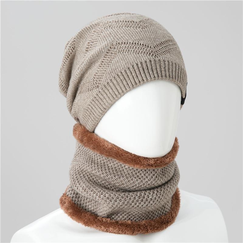 Autumn and Winter Hat Men's Double-layer Velvet Thickened Knitted Wool Hat Outdoor Warm and Cold Hat Old Cotton Hat