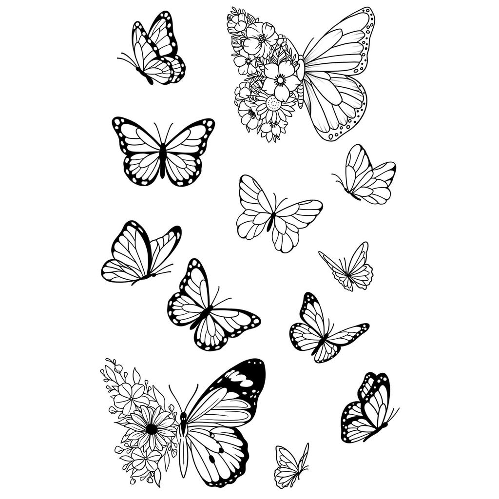Simple Personality Spice Girl Three-Dimensional Butterfly Flower Wicker Collarbone Arm Tattoo Sticker