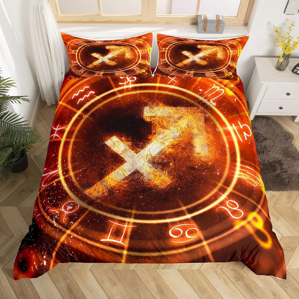 Sun and Moon Duvet Cover Twelve Constellations Duvet Cover Universe Theme Bedding Set for Kids Boys Girls Teens Gifts Room Decor