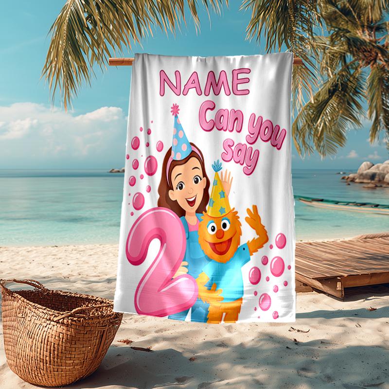 Custom Name Ultra-Soft Beach Towel with Ms. Rachel Theme,Ideal for Pool - Camping, Diving - Perfect Travel Essential, Vibrant Beach Towel.