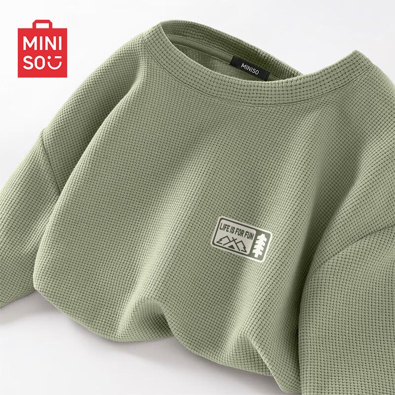 MINISO Men s Waffle Knit Heavyweight Crew Neck T-Shirt M