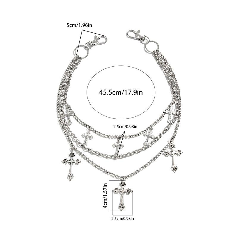 

.1Pc Punk Rock Multi-layer Cross Pants Waist Chain Men Women Wallet Charm Jeans Unisex Hip-hop Jewelry Gift