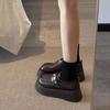 Muffin Platform Velcro Small Leather Shoes Women's 2025 Spring New Small Commuter Shoes British Style Loafers