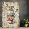 Route 66 Vintage Metal Sign Rustic Floral Teapots Butterflies Wall Art Non-Fading Durable Decor