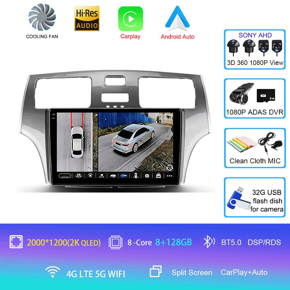 Autoradio Android 14 Carplay Auto Für Lexus ES300 ES330 XV30 ES250 2001-2006 2Din DVD Multimedia Video Player Carplay GPS Stereo