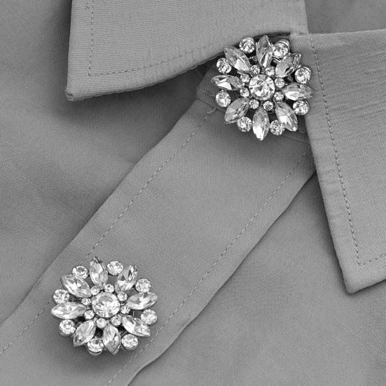 Rhinestone Button Cover Removable Clip-on Button Cover Decorative Flower Button Cover for Shirt Blazer Coat Wedding Accessories
