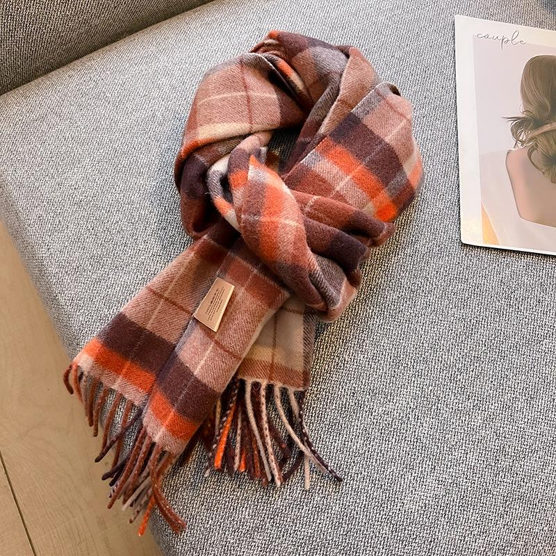 100% Wool Winter Scarf for Women Long Warm Cashmere Scarves Hijab Solid Lady Shawl Wrap Female Pashmina Bandana Head Scarves