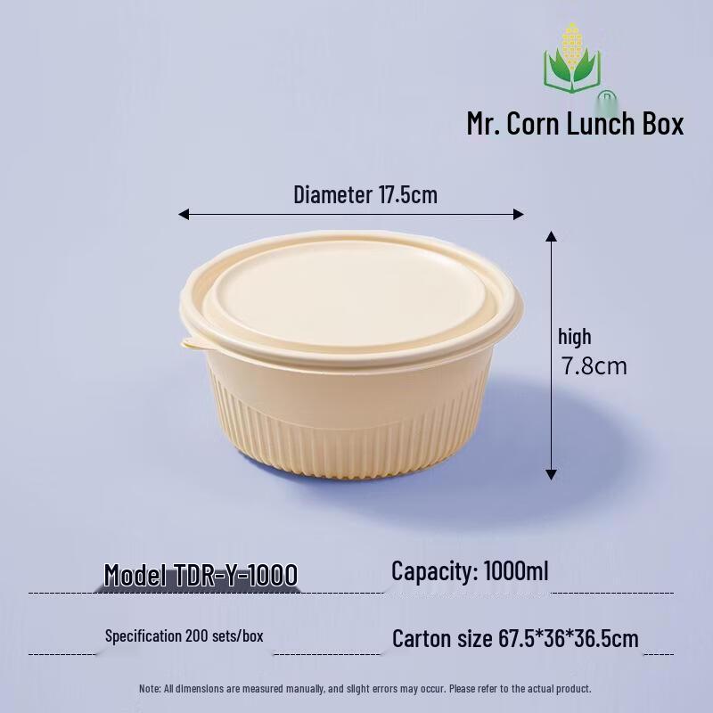 Mr. Corn 1000ml Compostable Corn Starch Bowl