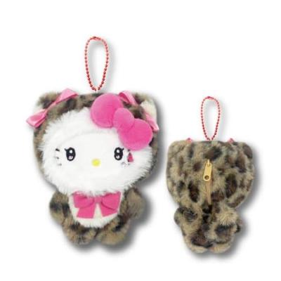 Hatayama Shoji Sanrio Mascot Pouch, Leopard Print, Character Pouch, Small Item Holder, Cute, Stylish, Compact, Kitty, Approximately 13cm Long