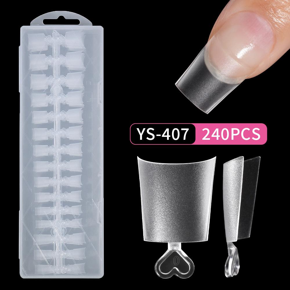 

BEPAN 240pcs/1box Semi-Coverage Lightly Covering Frosted Nail Tips Stain-Free Nail Tips Ultra-Thin Semi-Coverage Short Tapered Oval