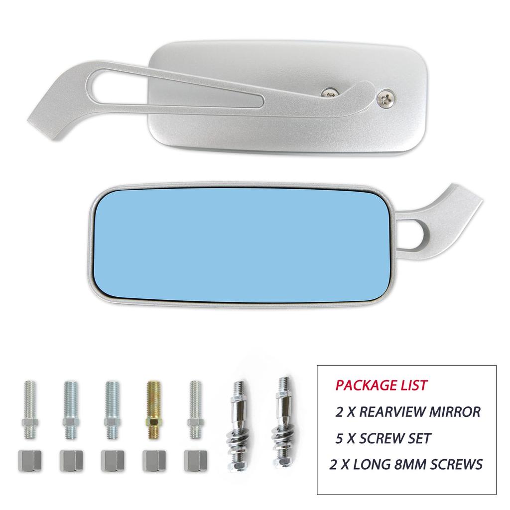 Lusterko motocyklowe Uniwersalne Prostokątne Lusterko Boczne Wsteczne 8mm 10mm Srebrne Lusterko Wypukłe Lusterko