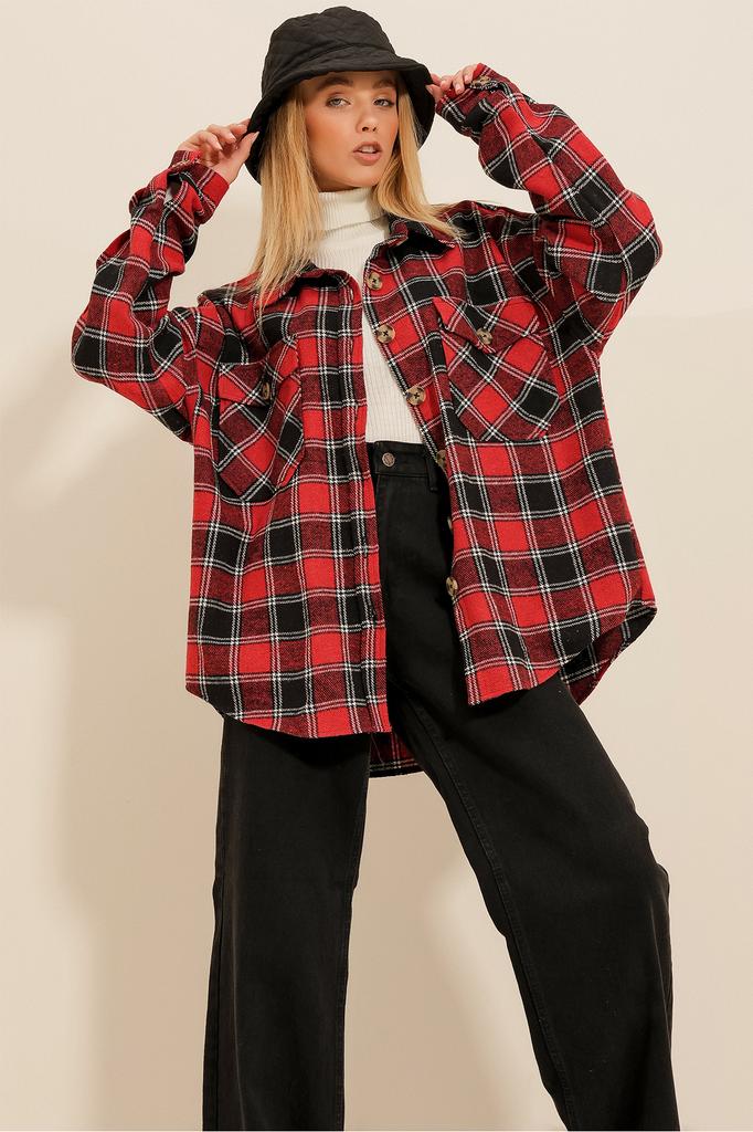 Damenhemd Neue Saison Mode Schwarz Kariert Bedruckte Baumwolle Übergröße Safarijacke Hemd