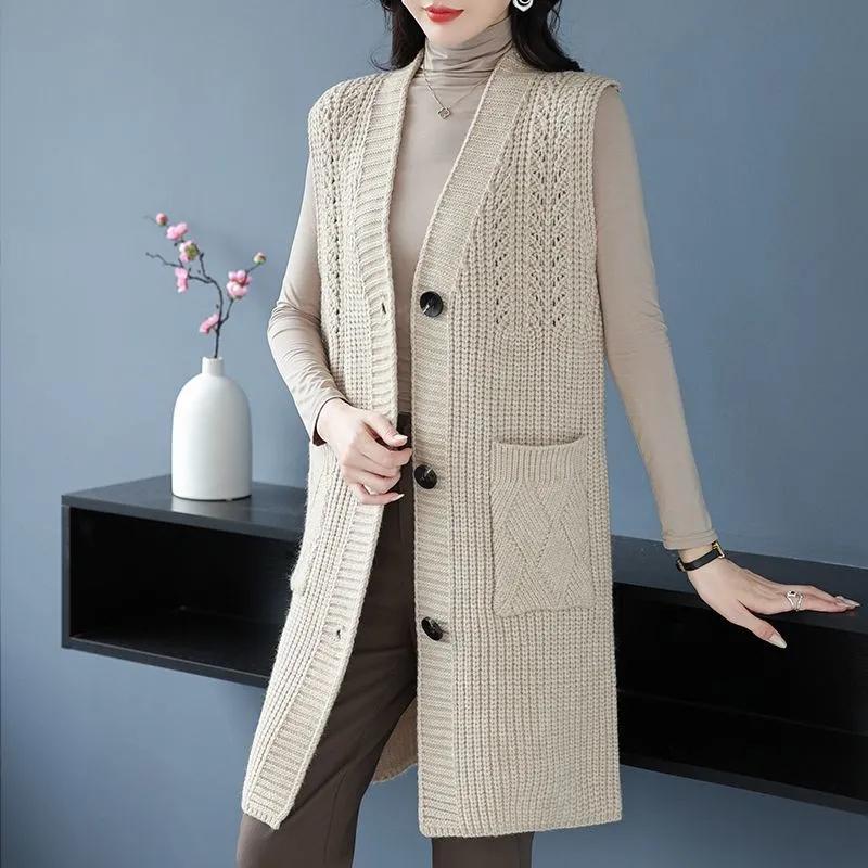 

Женский вязаный кардиган свитер жилет куртка весна осень универсальный женский жилет без рукавов свободный женский свитер жилет XXXXXXL