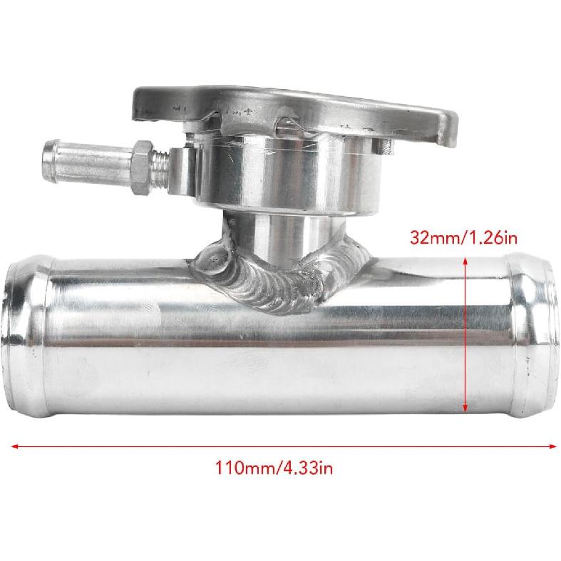 Aluminum In Line Radiator Hose Filler Neck Cap, 32mm 1-1/4in, 16PSI