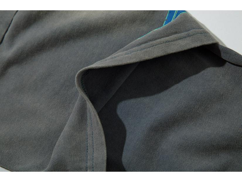 American Racing Retro Distressed Long Sleeve Tee - Hip Hop Streetwear with Cracked Letter Print and Fake Two-Piece Design