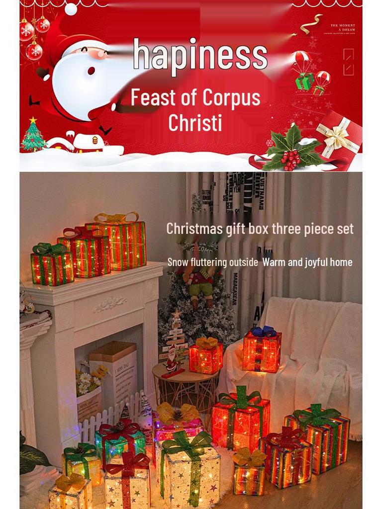 Christmas Gift Box Set: 3-Piece Fairy Light Decorations for Birthday Parties and Ornaments
