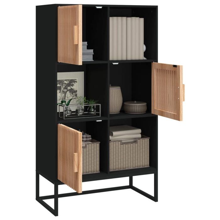 VidaXL Buffet haut noir 70x35x125 cm bois d'ingénierie, buffet, meuble de rangement, placard, armoire, meuble de salon, 352137