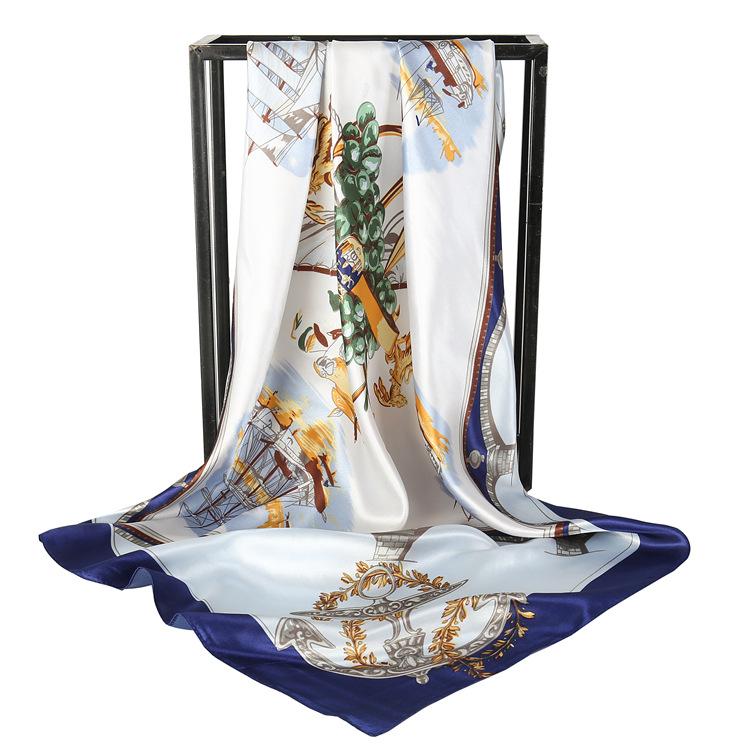 Cashew Flower Satin Square Scarf, Summer Silk Scarf, Thin Shawl, Amazon Foreign Trade Headscarf, Scarf