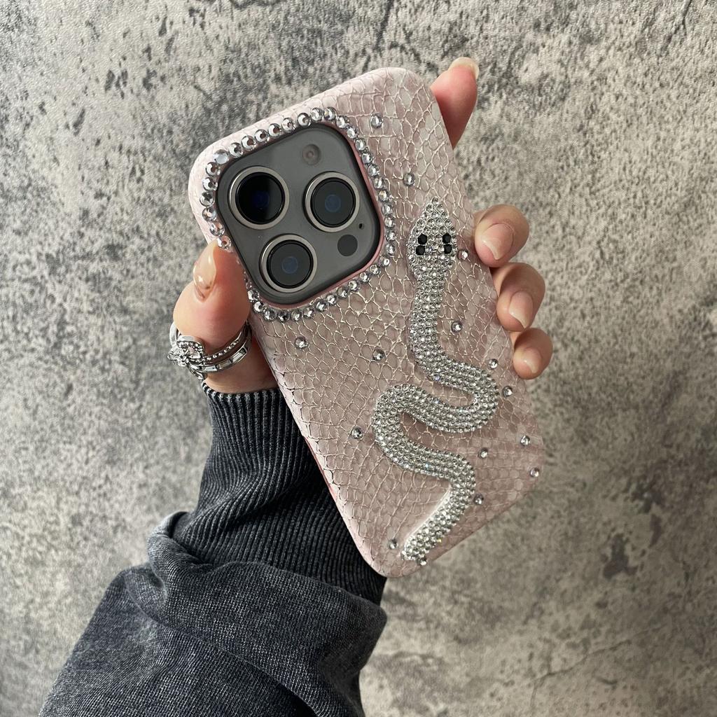 Light luxury fish Lin leather pattern brick three-dimensional snake for Apple 16 mobile phone case 15promax light luxury 14/13/12 women