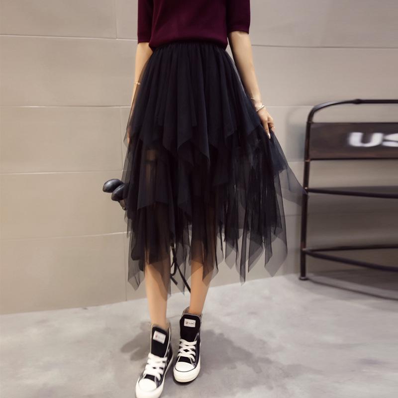 

Irregular Mesh Puff Mid-Length Fairy Skirt S