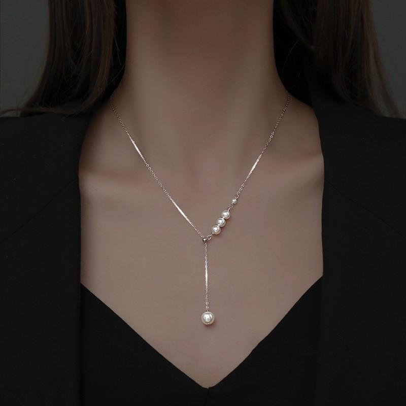 Tassel Freshwater Pearl Necklace Female Simple Niche One Wear Beaded Collarbone Chain Female