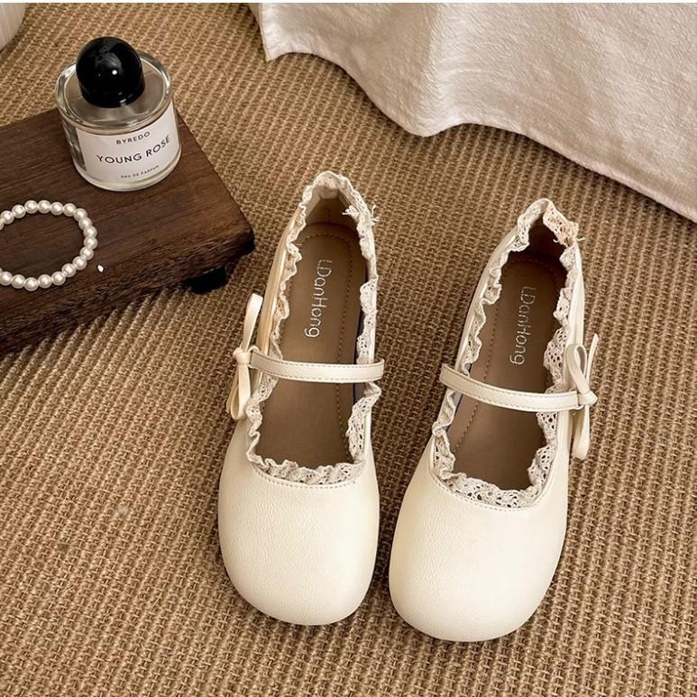 2025 neue französische Retro Mary Jane Schuhe Damenwort mit flachem Mund einzelne Schuhe mit Rock Ballerinas kleiner Duft